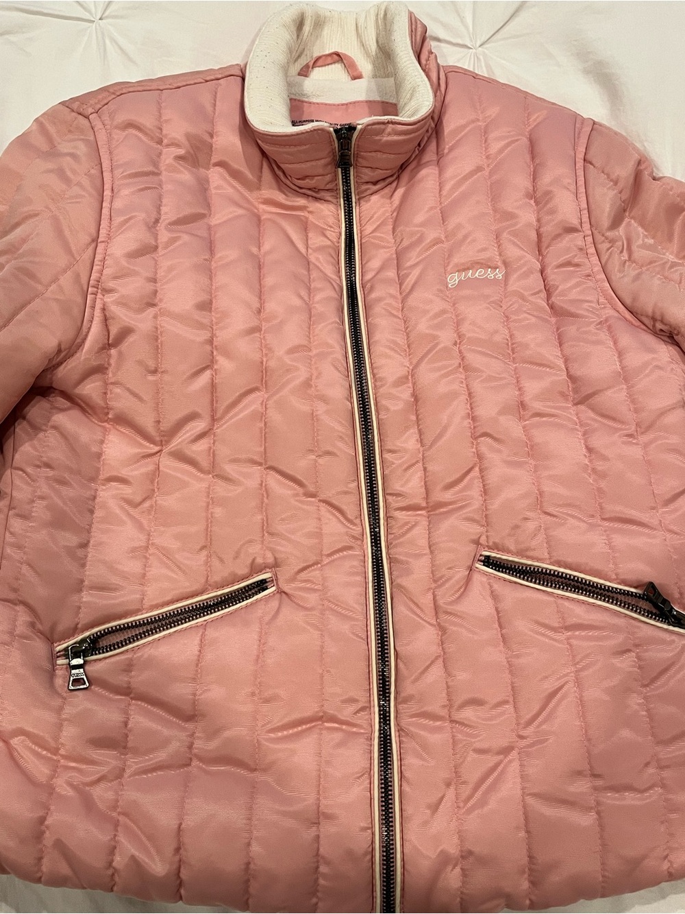 Guess by Marciano Blush Pink Quilted Puffer Jacket